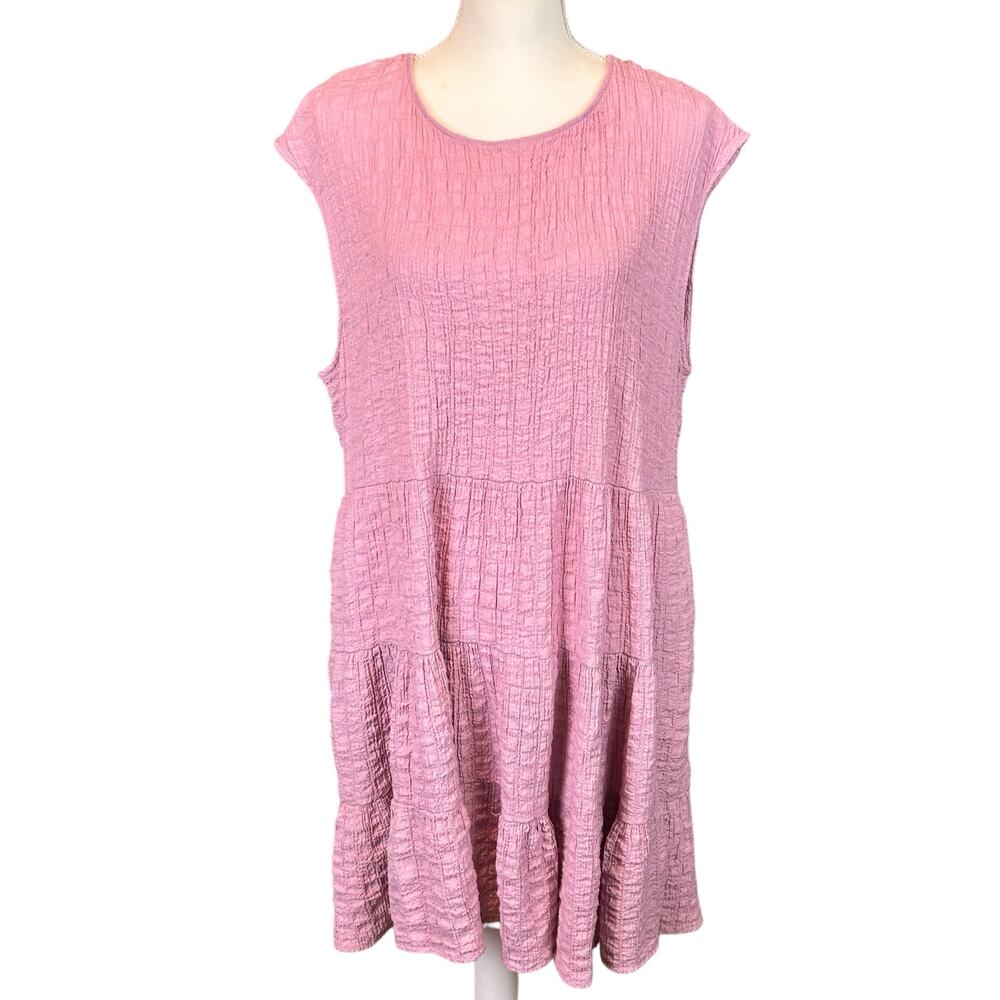 Knox Rose Dress Size XXL Pink Lilac Gauzy Tiered Bohemian Pockets Flirty Casual